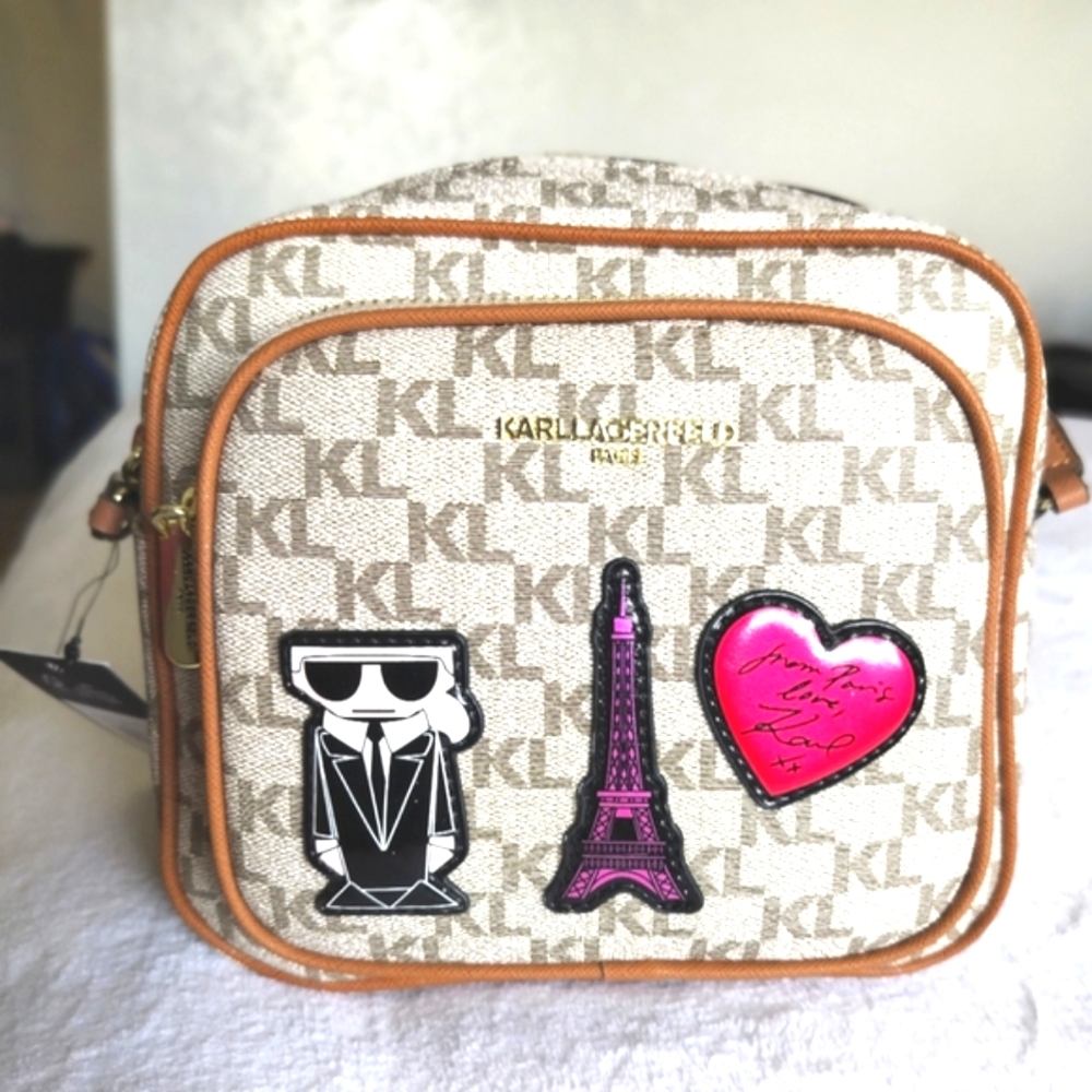 KARL LAGERFELD PARIS GRAFFITI PURSE SIGNATURE CAMERA CROSSBODY PHONE MINI BAG
